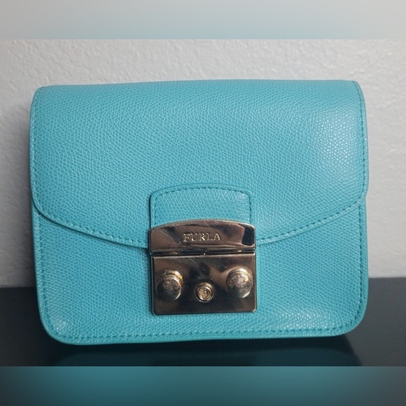 Furla Metropolis Teal Leather Mini  Crossbody Bag - Picture 2 of 15